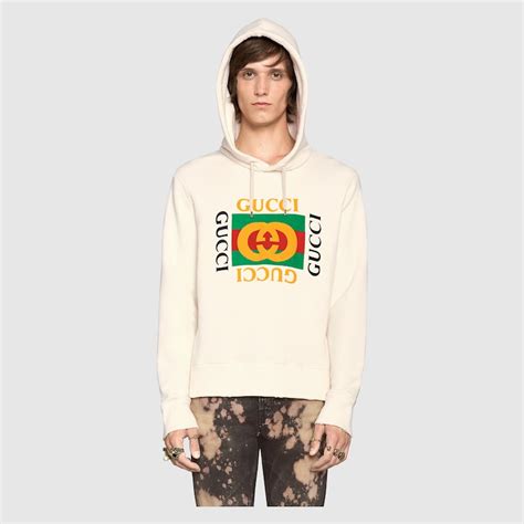 felpa gucci bianca logo rovinato|Felpa Gucci in cotone con logo .